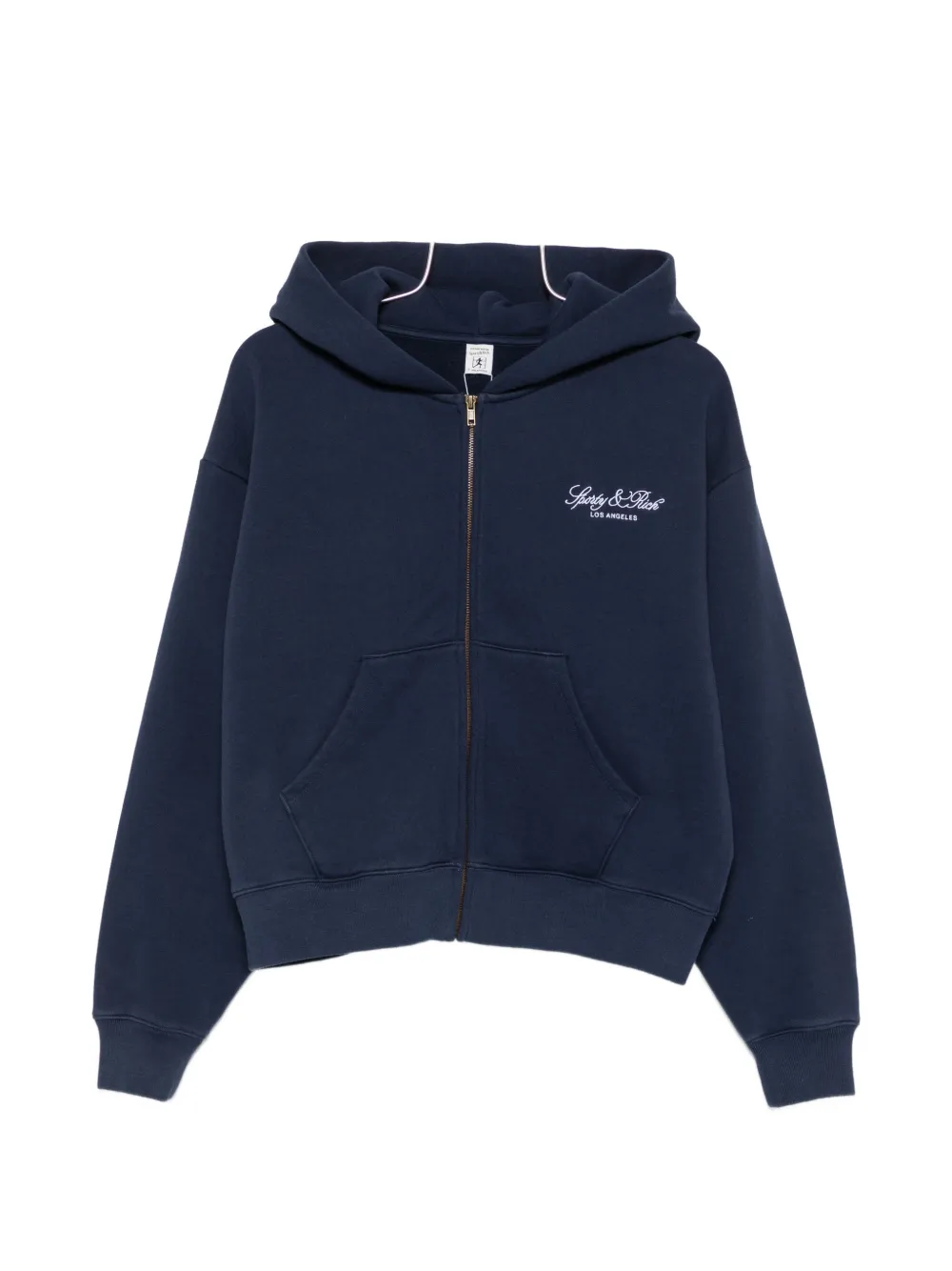 Sporty & Rich logo-embroidered zip-up hoodie - Blue