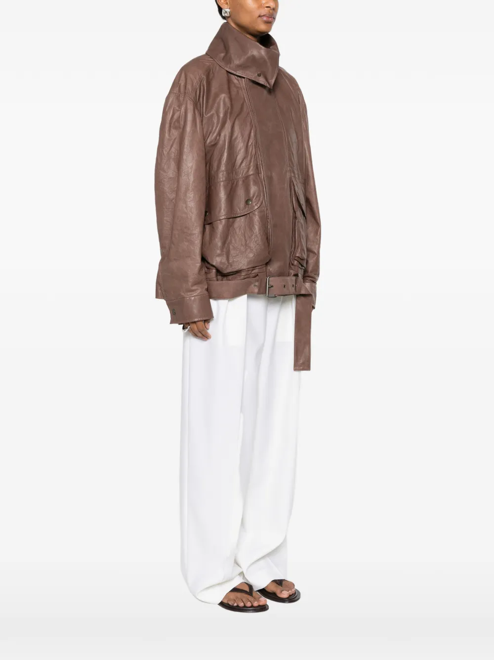 CALVIN KLEIN COLLECTION Oversized jack met ceintuur Bruin