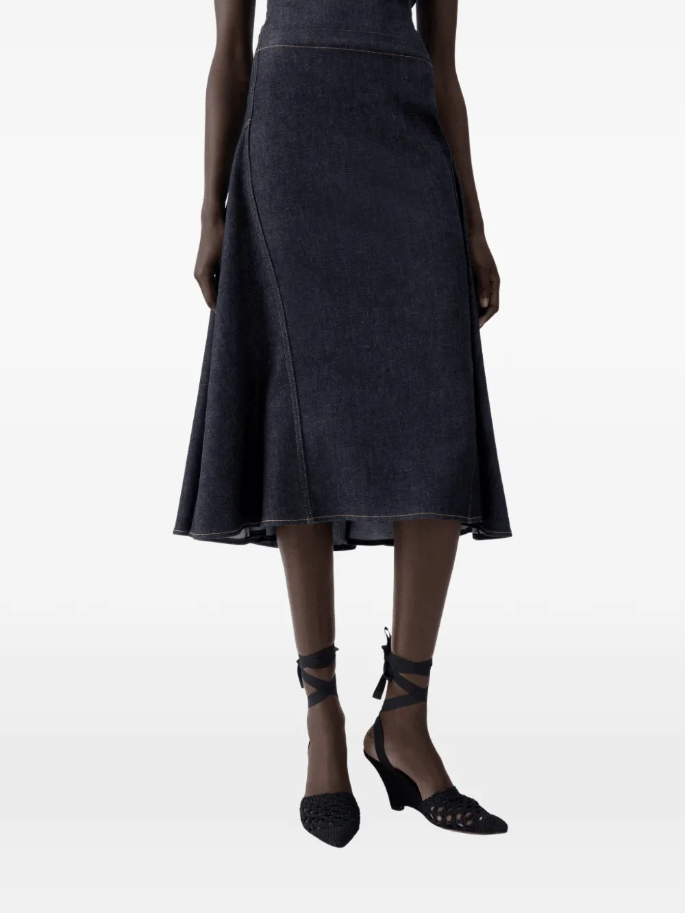 Jacquemus Lavoir de-Nîmes denim midi skirt - Blu