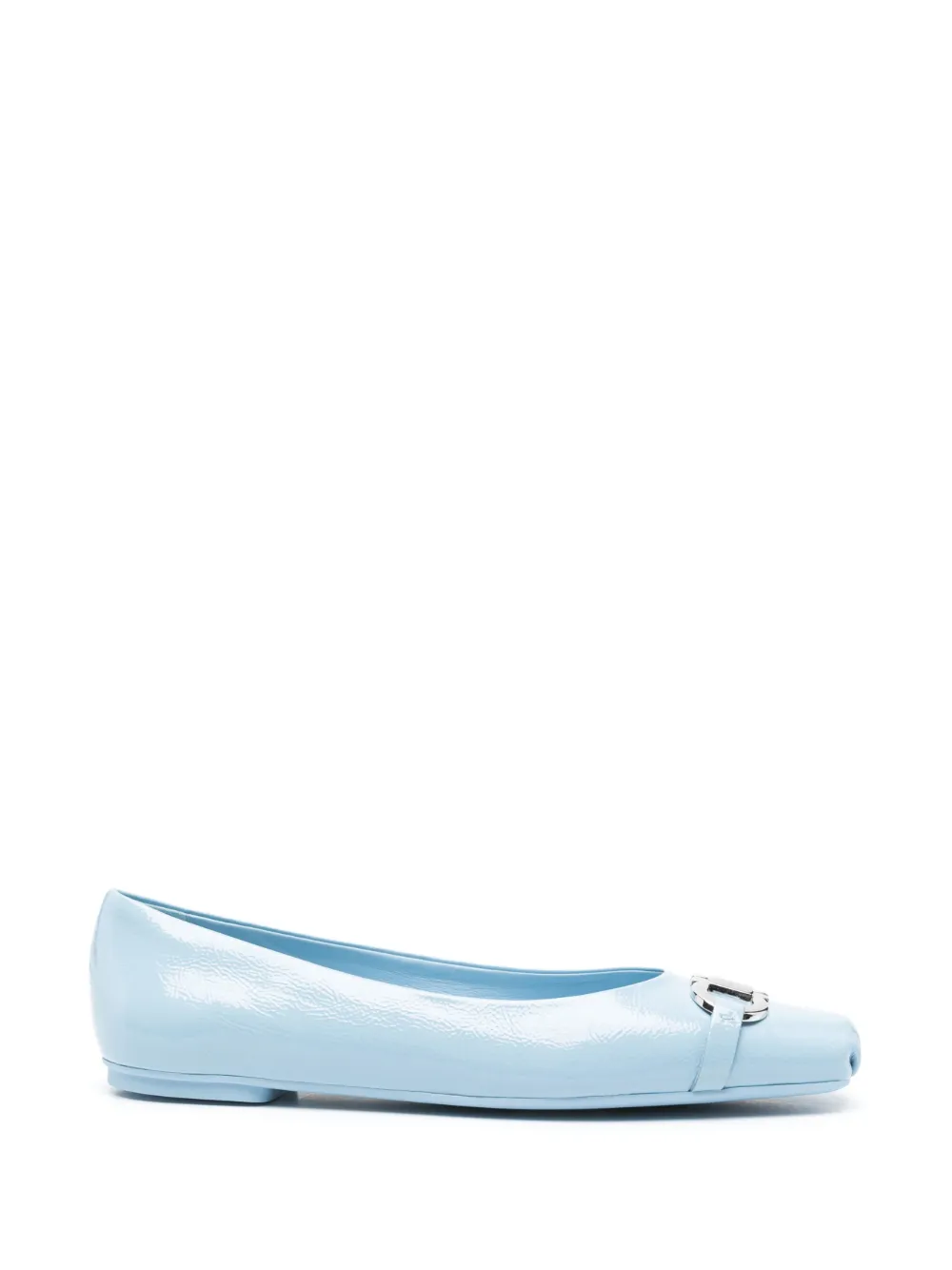 Ferragamo Gancini Patent-leather Ballet Flats In Blue