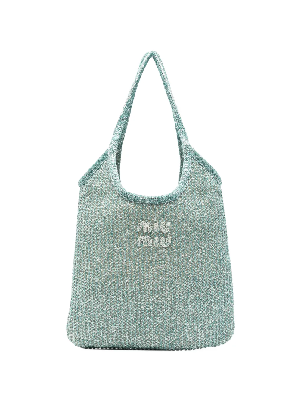 Miu Miu sequin-embellished crochet shoulder bag - Blu