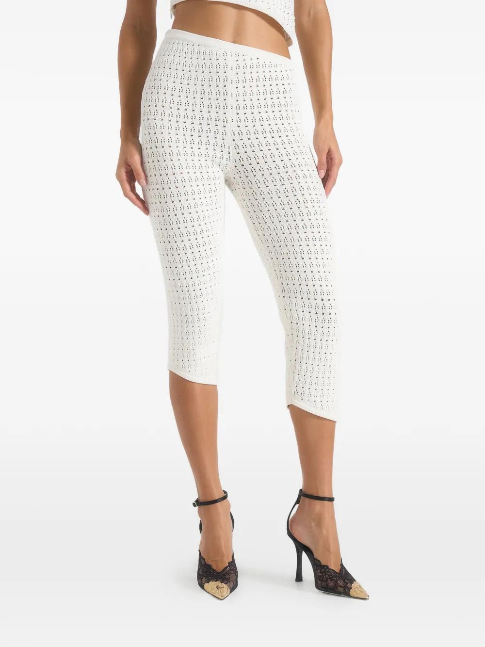 Manière De Voir Aimee pointelle asymmetric leggings - White