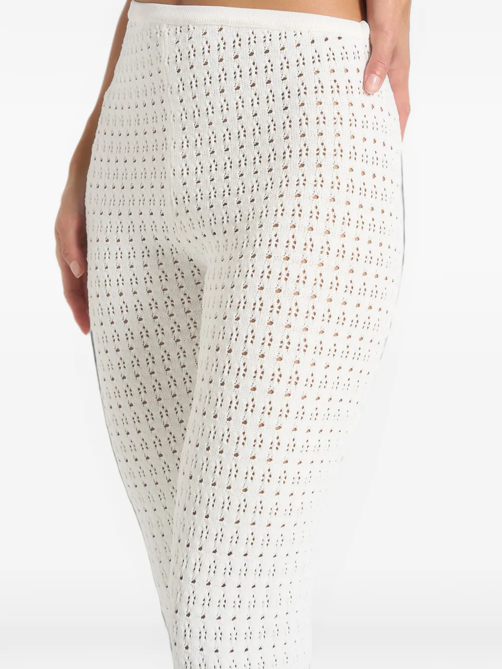 Manière De Voir Piper in cream pointelle asymmetrische capri legging Wit