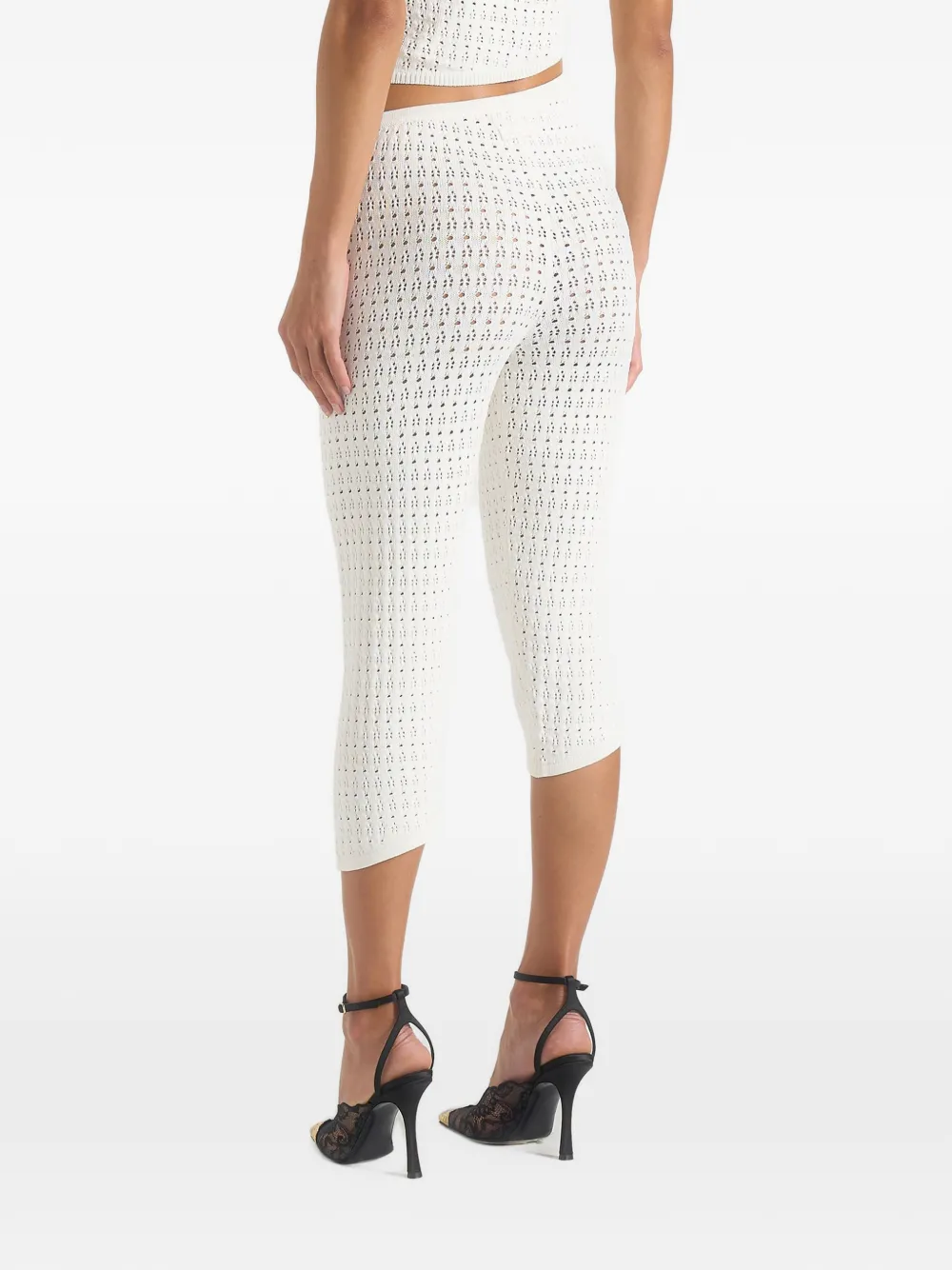 Manière De Voir Piper in cream pointelle asymmetrische capri legging Wit