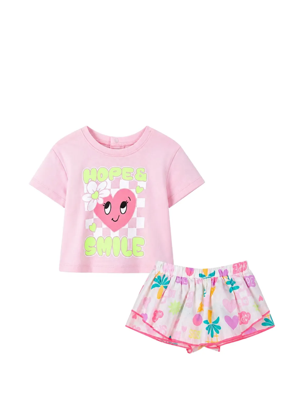 Billieblush graphic-print shorts and T-shirt set - Rosa