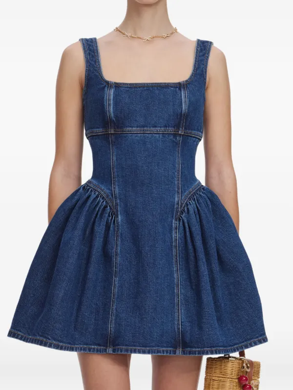 blue skater midi dress Lanie Skater Floral Cotton Midi Dress Blue | Wedding Guest Dress | Midi