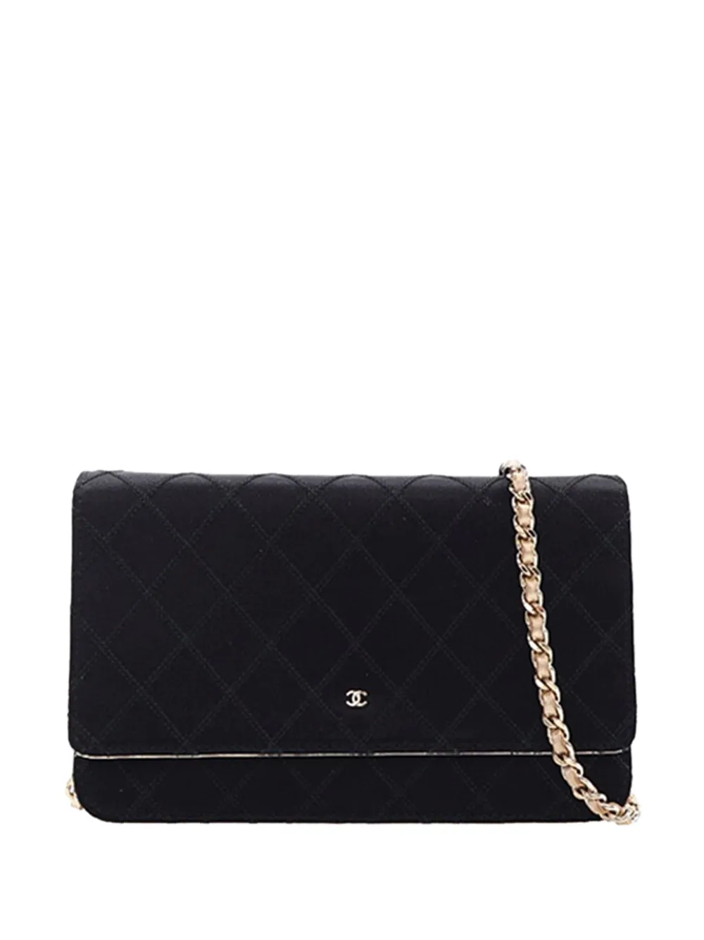 CHANEL Pre-Owned 2011 Bicolor Satin Diamond Stitch Wallet On Chain crossbody bag - Nero