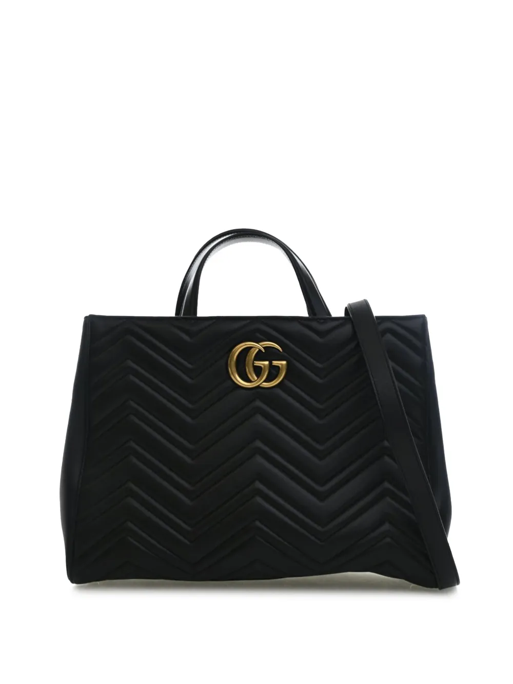Gucci Pre-Owned 2016-2026 Medium GG Marmont Matelasse Calfskin satchel - Nero