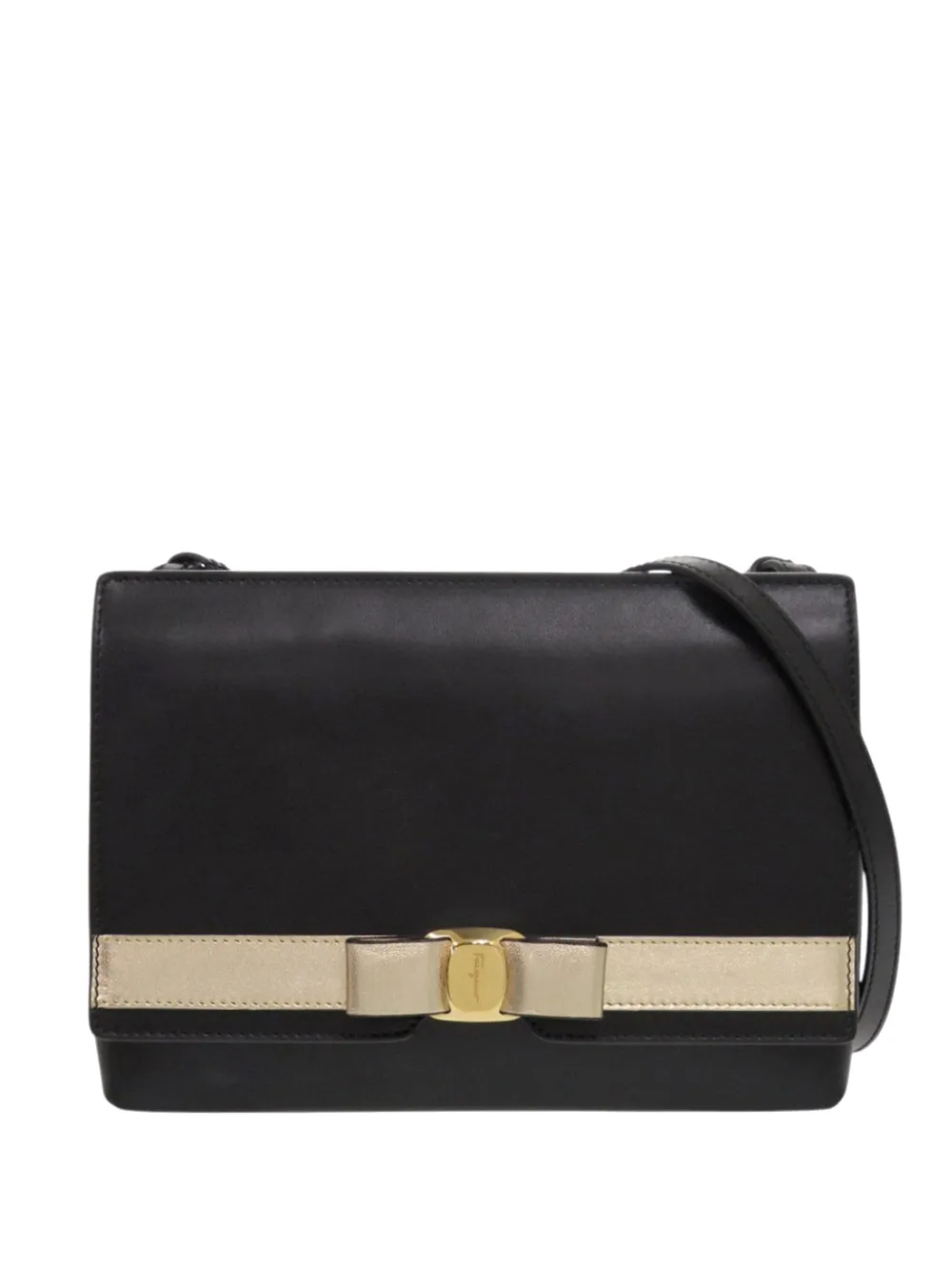 Pre-owned Ferragamo 2000-2026 Leather Vara Bow Crossbody Bag In Black