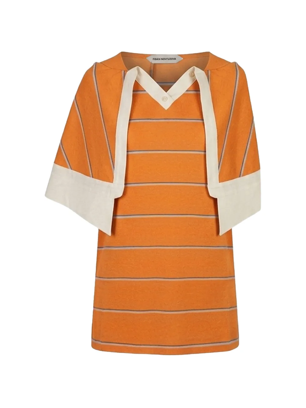 Fidan Novruzova Gaia striped short-sleeved blouse - Arancione