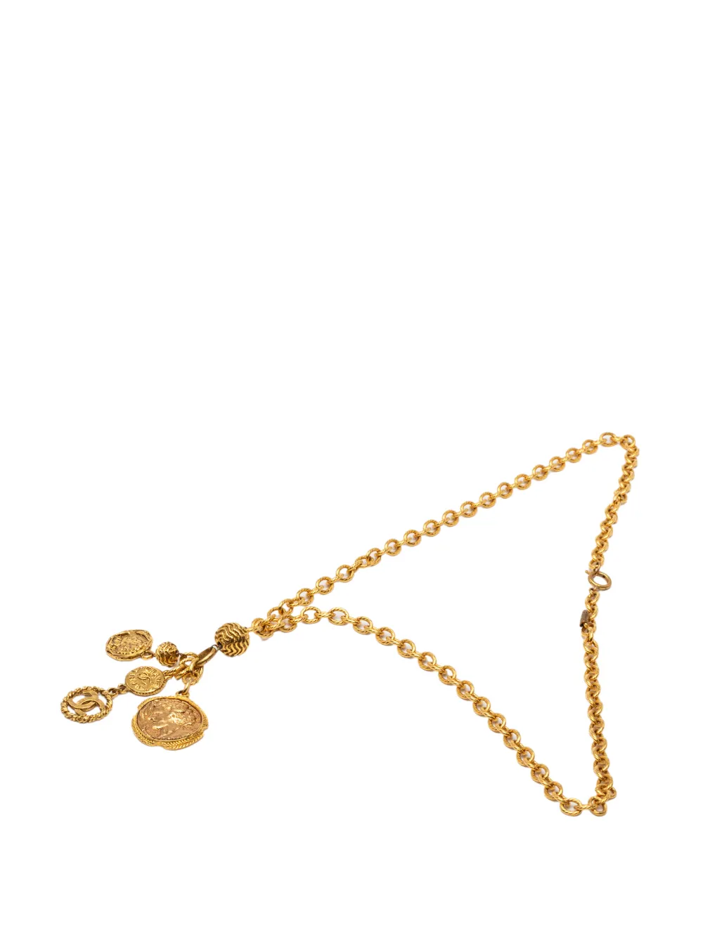 CHANEL Pre-Owned 1970-1980 CC Gold Plated Medallion Coin Charm Pendant Necklace costume necklace - Oro