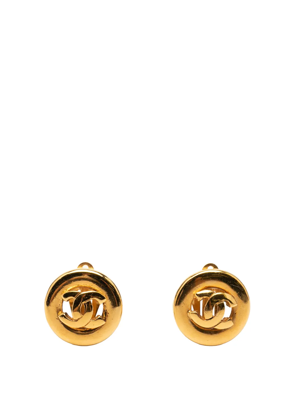 CHANEL Pre-Owned 1950-1970 CC Gold Plated Round Clip on Earrings costume earrings - Oro