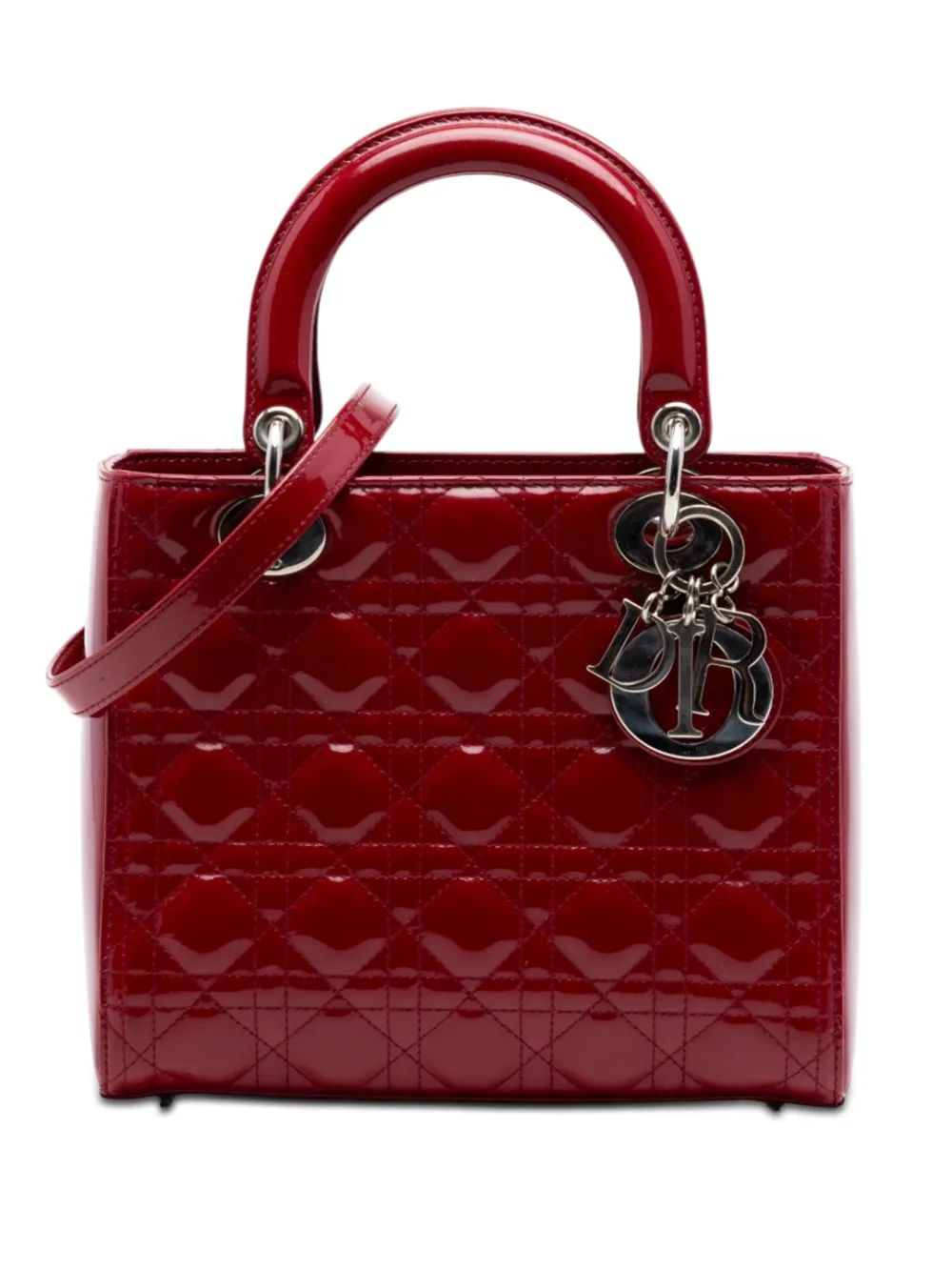Christian Dior Pre-Owned 2013 Medium Patent Cannage Lady Dior satchel - Rosso