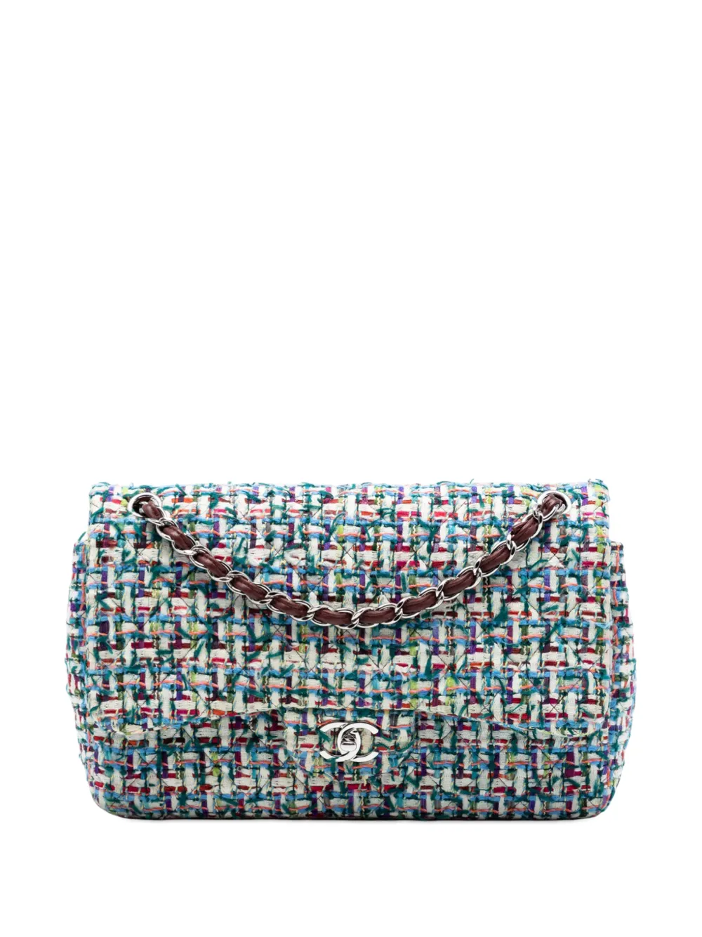 CHANEL Pre-Owned 2016-2017 Jumbo Classic Tweed Double Flap shoulder bag - Rosso