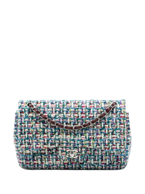 CHANEL Pre-Owned 2016-2017 ジャンボ クラシック ツイード ダブルフラップ ショルダーバッグ