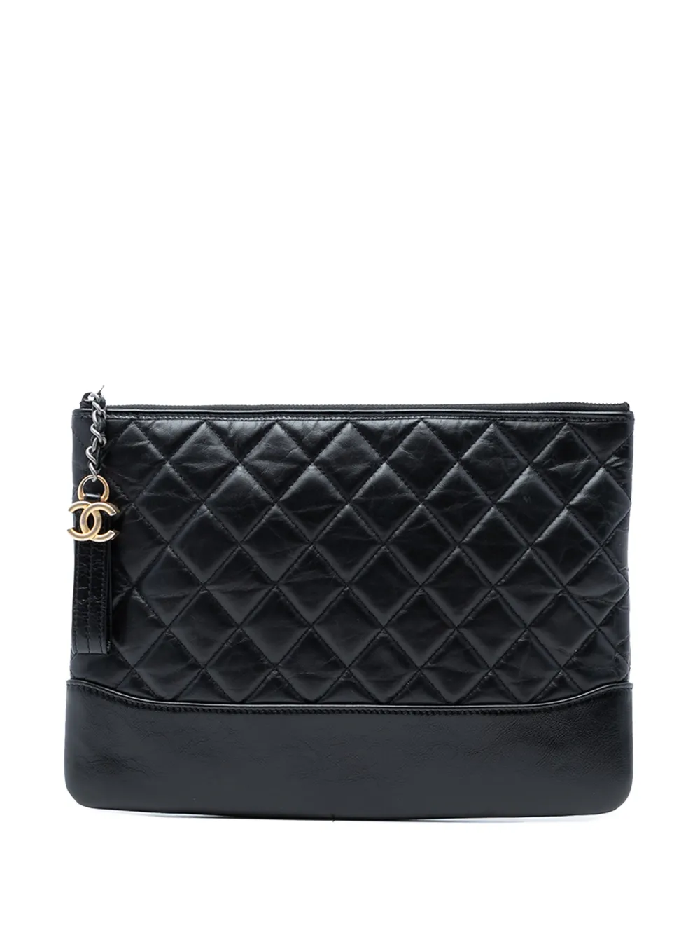 CHANEL Pre-Owned 2017-2018 Medium Aged Calfskin Gabrielle O Case clutch bag - Nero