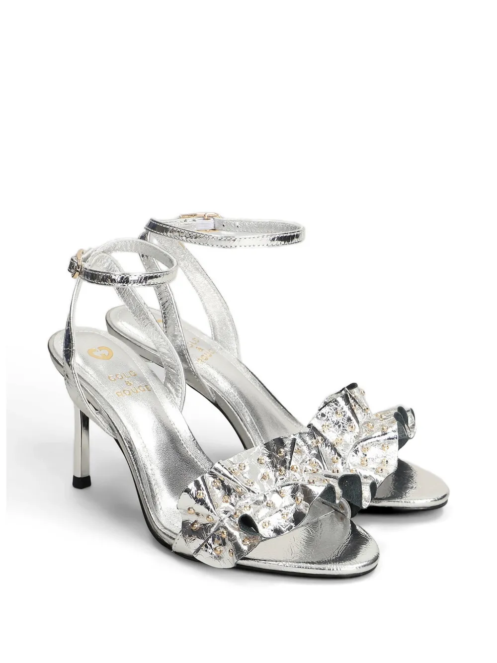 Gold & Rouge Layna sandalen met ruches en studs Zilver