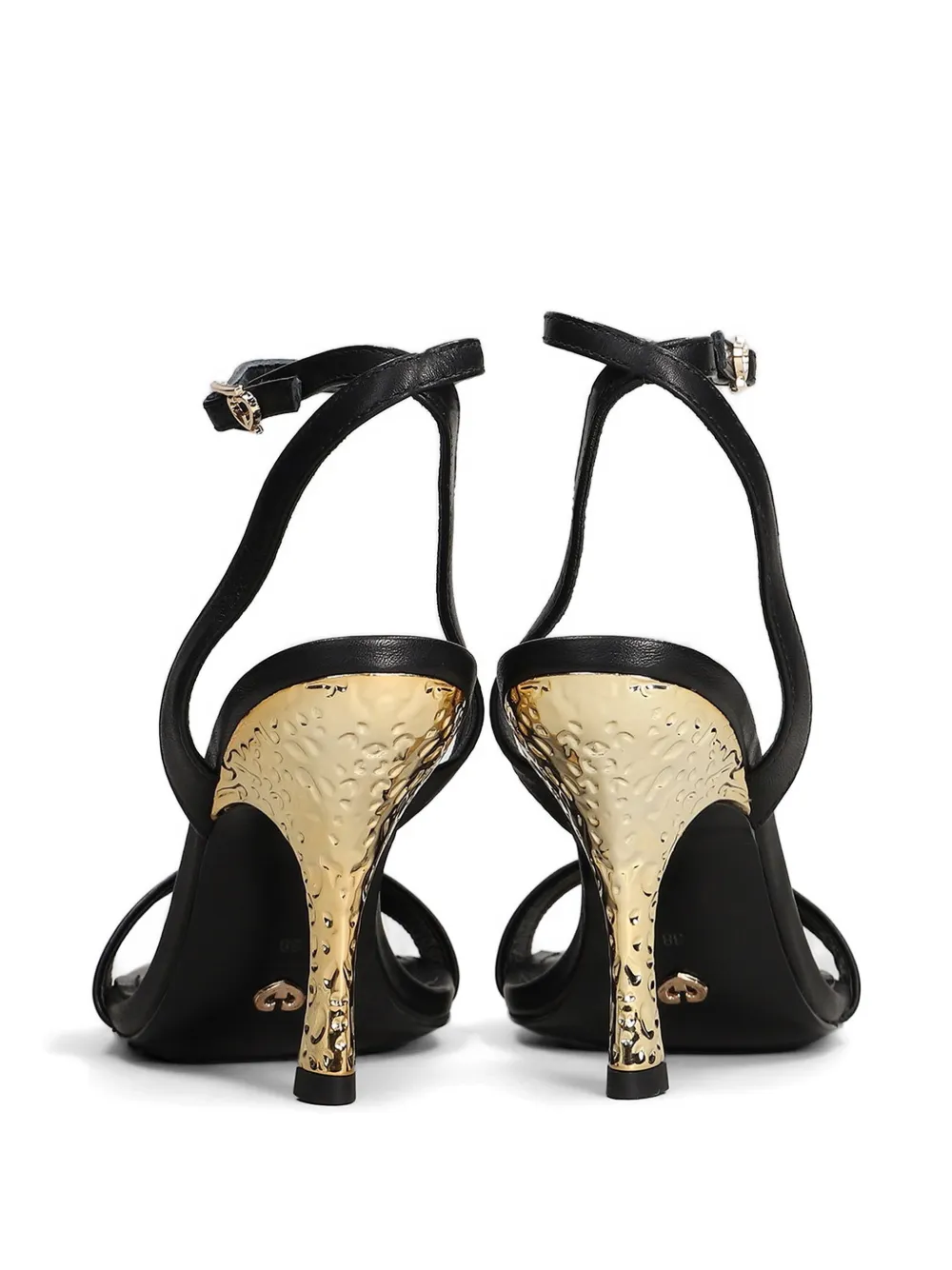 Gold & Rouge Biscuit sandalen met reliëf hak Zwart