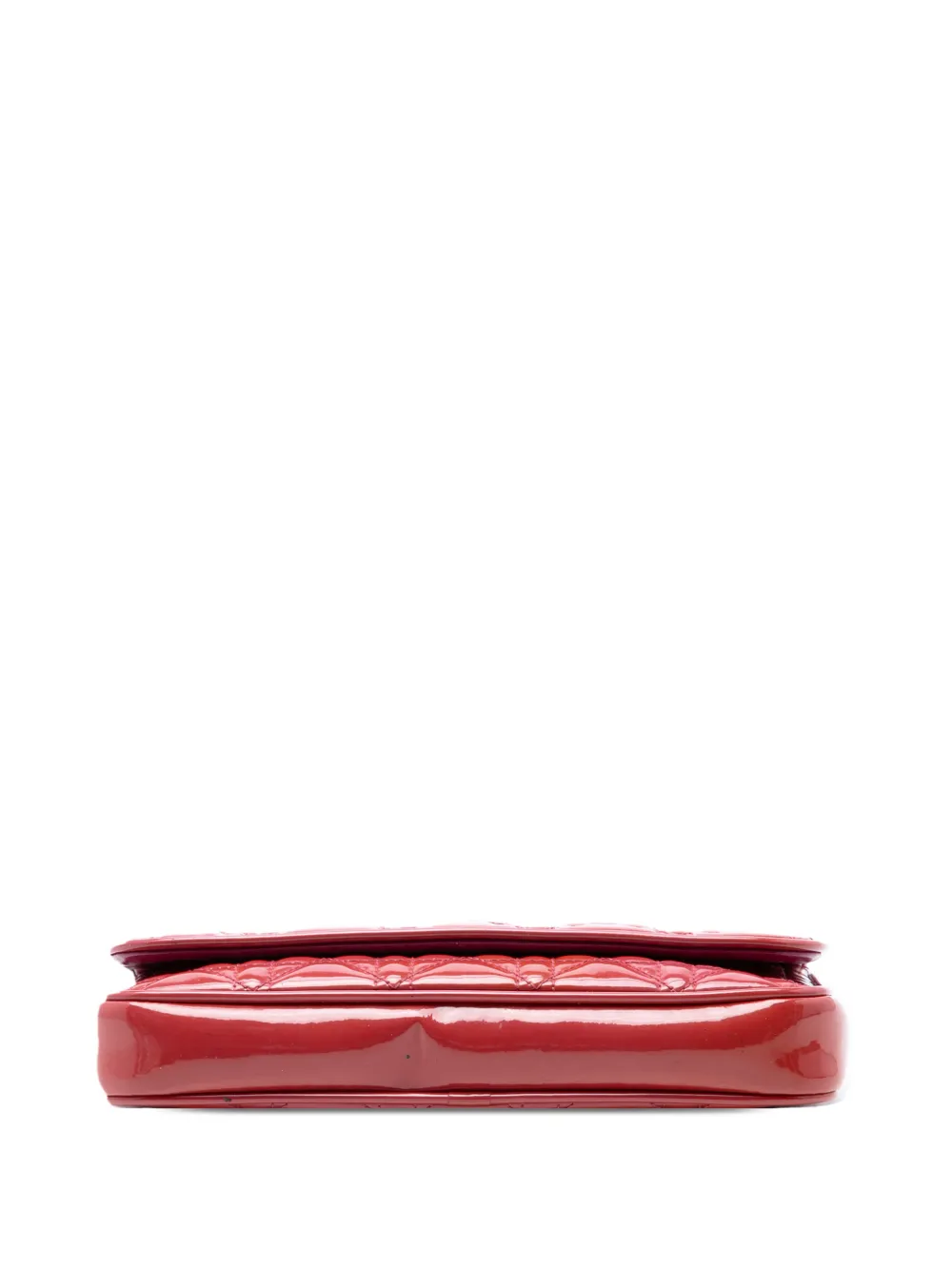 Dior Pre-owned 2011 Patent Cannage Lady Dior Wallet on Chain Crossbody Bag in Red, view 4