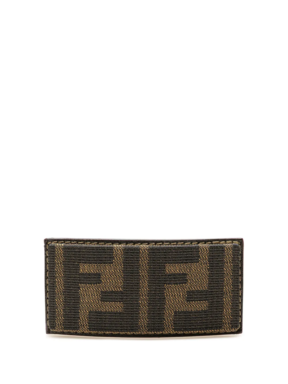 Pre-owned Fendi 2000-2025 Zucca Canvas Barrette Hair Clip In Brown