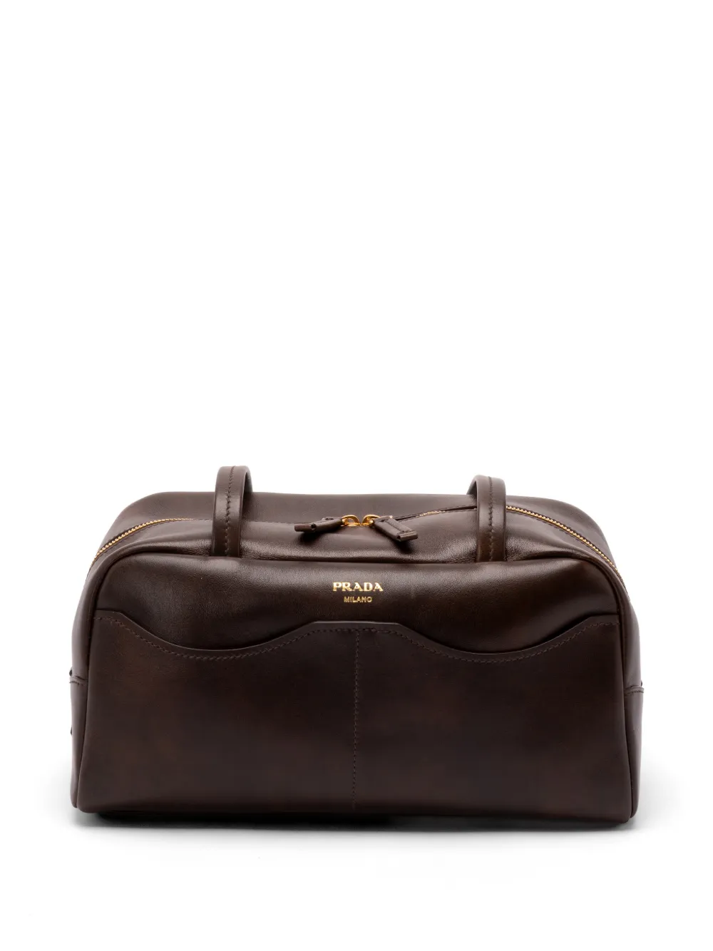 Prada Grote Carry antieke leren handtas Bruin