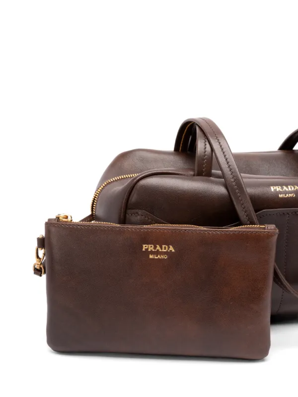Prada Carry Large Antiqued Leather top-handle Bag | Brown