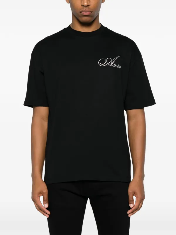 AMIRI crystal-embellished Logo T-shirt | Black | FARFETCH