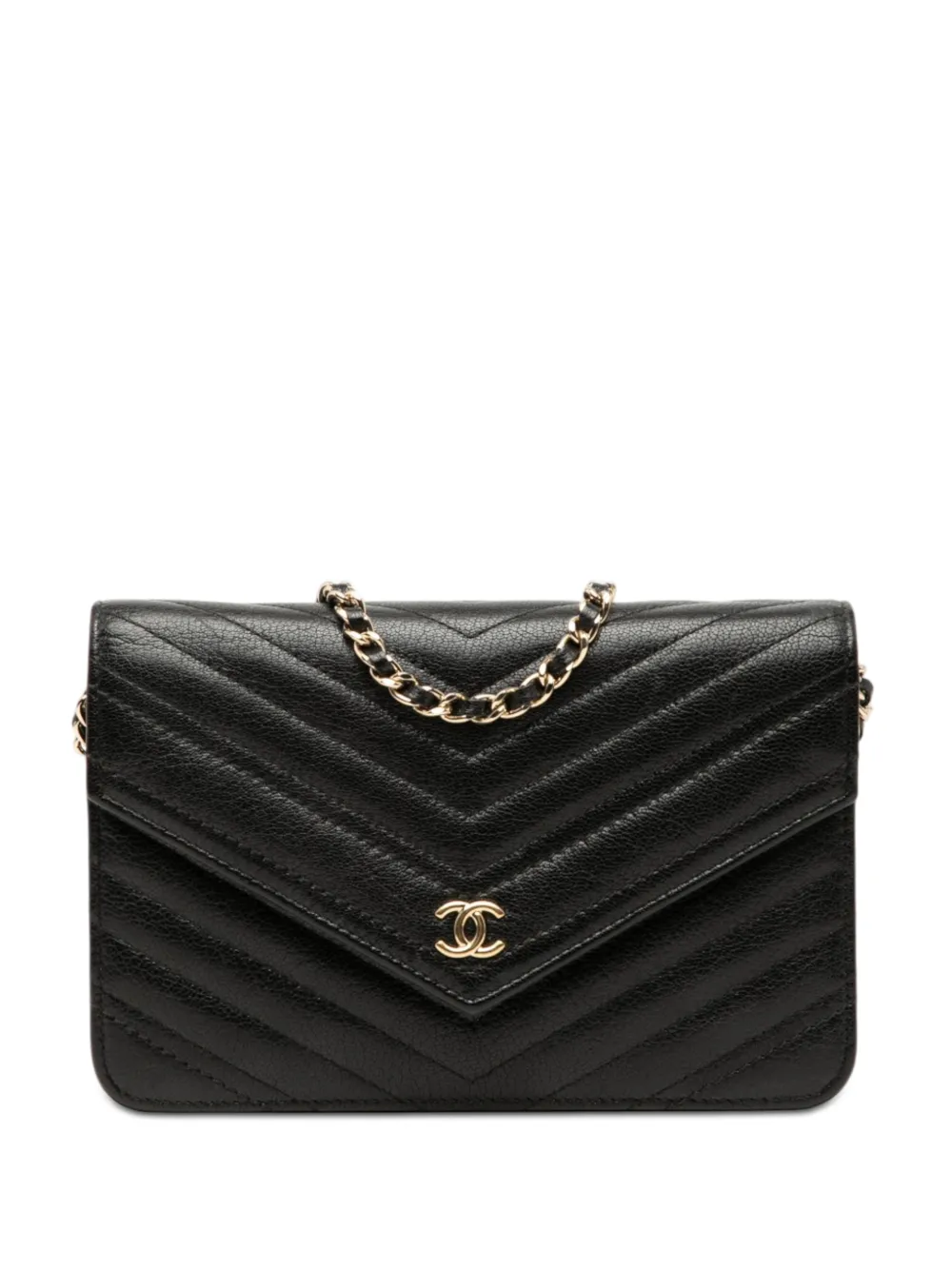 CHANEL Pre-Owned 2019 Chevron Goatskin Statement Wallet On Chain crossbody bag - Schwarz