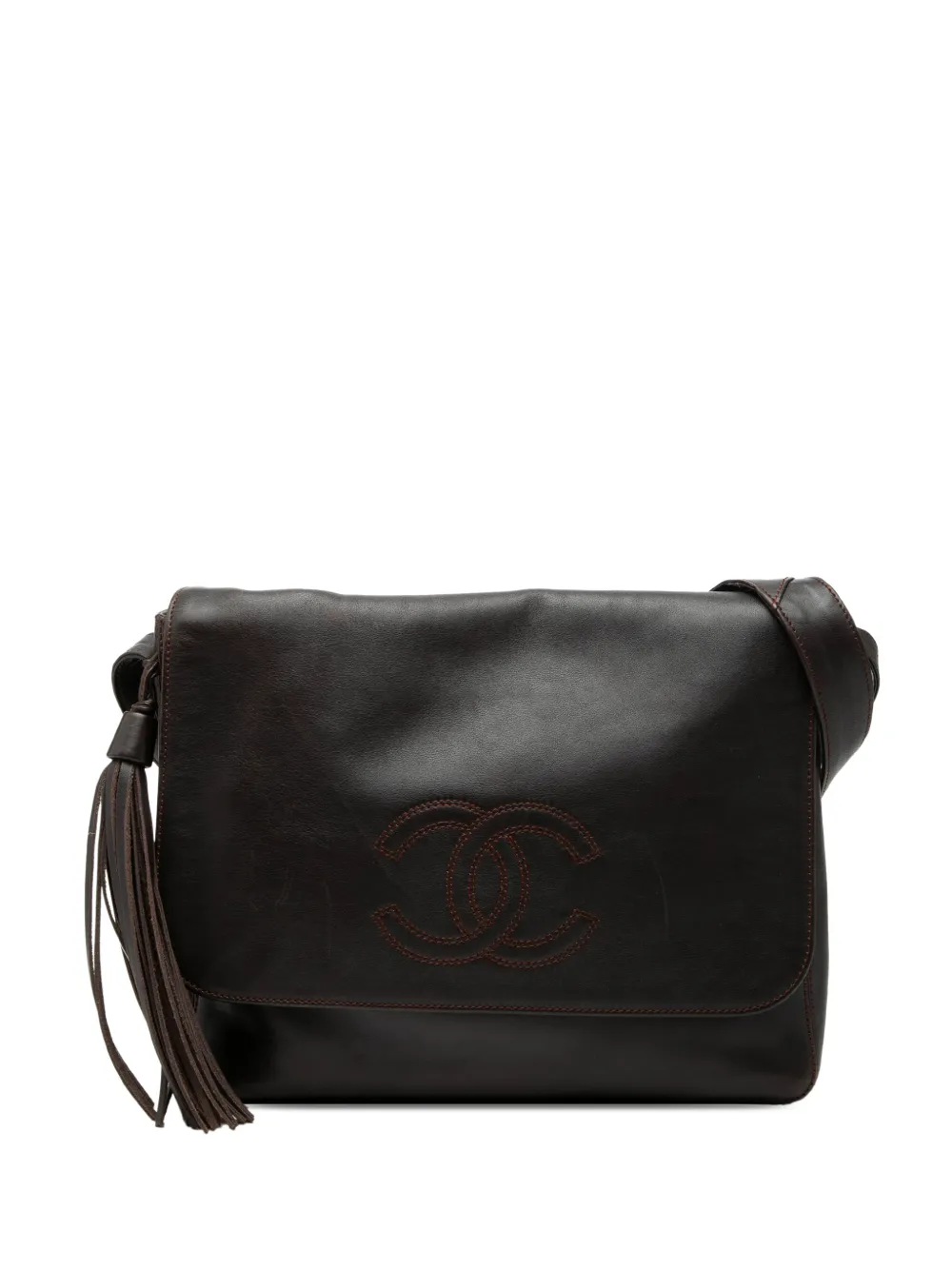 CHANEL Pre-Owned 1997-1999 CC Lambskin Tassel Flap Messenger Bag shoulder bag - Marrone