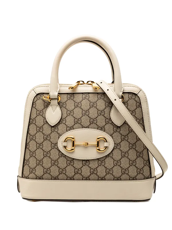 Gucci Pre-owned 2000-2015 Small GG Supreme Horsebit 1955 Satchel in Neutrals