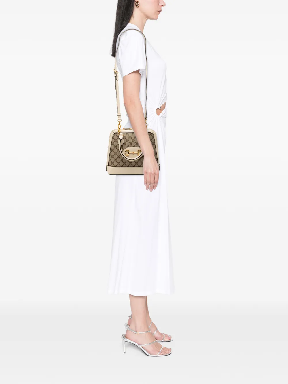 Gucci Pre-owned 2000-2015 Small GG Supreme Horsebit 1955 Satchel in Neutrals, view 2