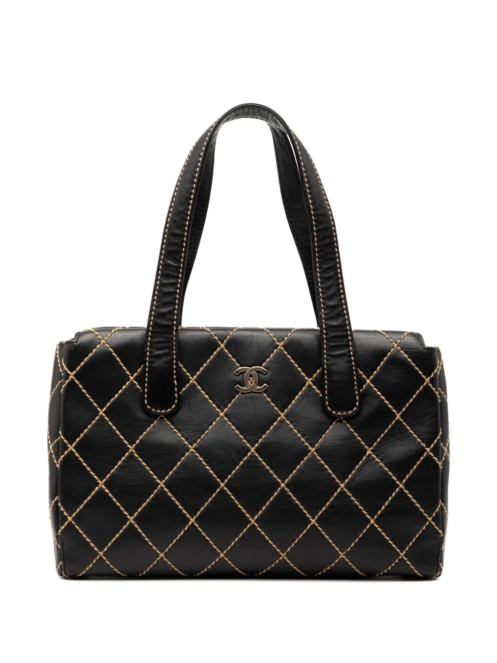 CHANEL Pre-Owned 2000-2002 CC Calfskin Wild Stitch handbag - Black