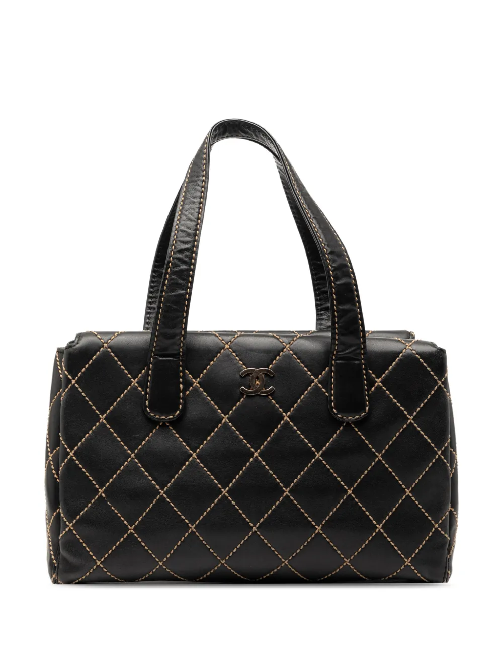 CHANEL Pre-Owned 2000-2002 CC Lambskin Wild Stitch handbag - Nero