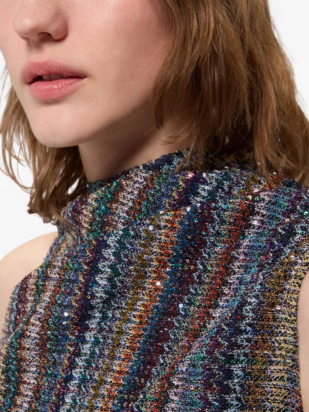 Missoni Jurk verfraaid met pailletten en zigzag patroon Blauw
