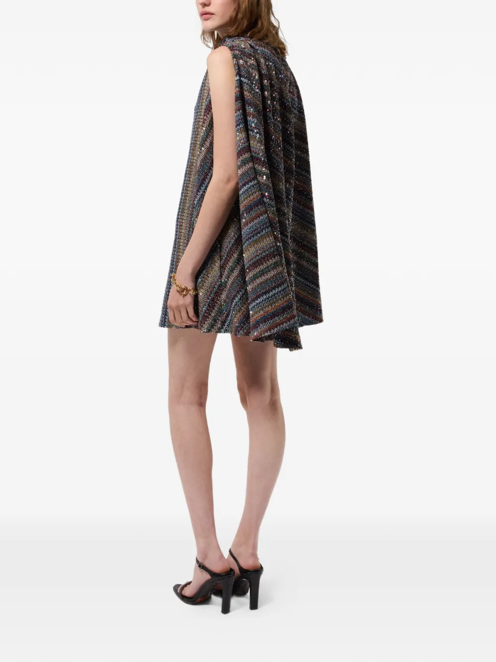 Missoni Jurk verfraaid met pailletten en zigzag patroon Blauw