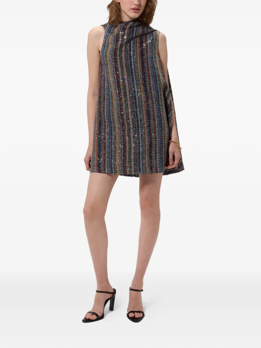 Missoni Jurk verfraaid met pailletten en zigzag patroon Blauw