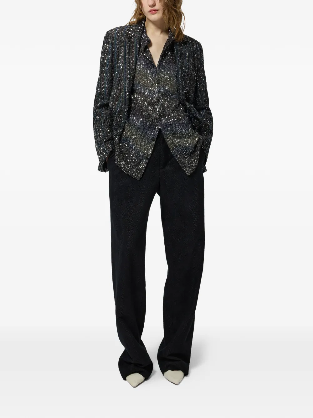 Missoni Blouse verfraaid met pailletten en zigzag patroon Zwart