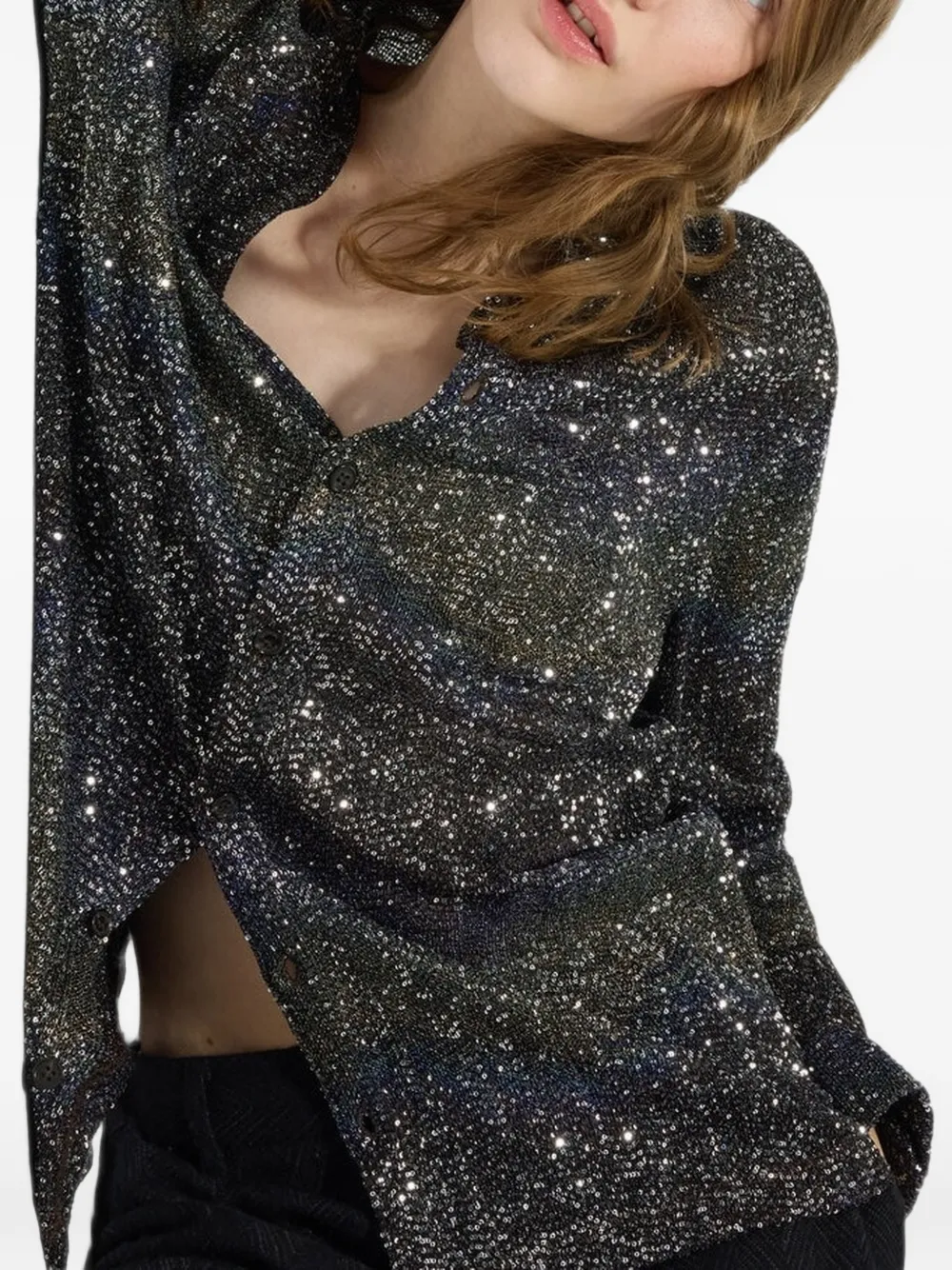 Missoni Oversized Shirt with Sequin Applications in Black, view 2