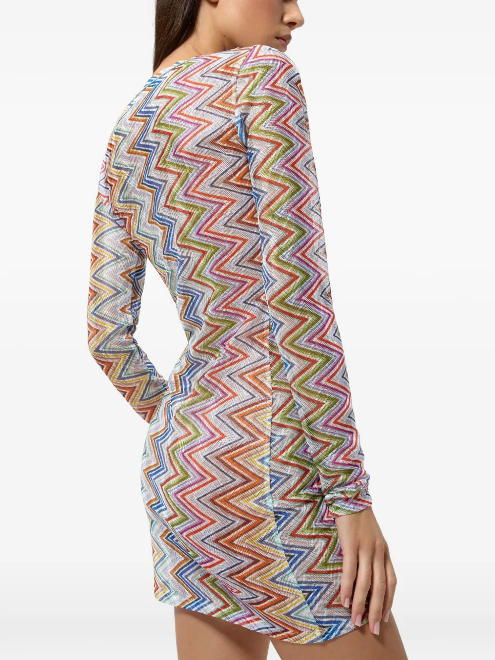 Missoni T-shirtjurk met lange mouwen en zigzag-print Wit