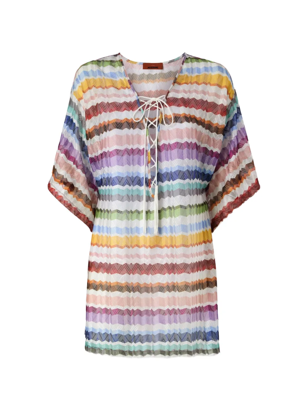 Missoni zigzag lace-up kaftan - Weiß