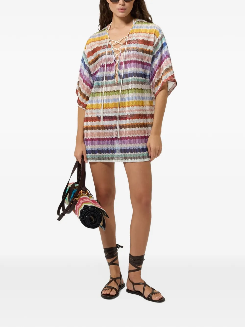 Missoni Tuniek met zigzagpatroon en veters Wit