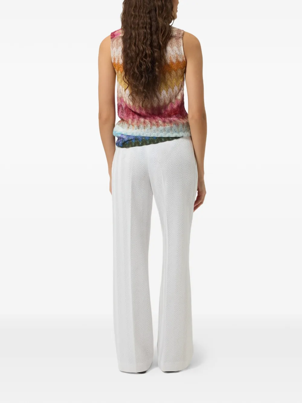 Missoni Mouwloze top met zigzagpatroon Beige