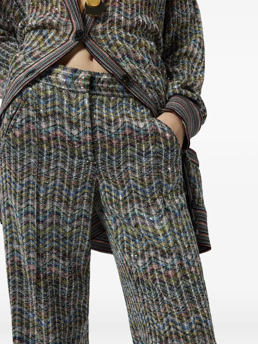 Missoni Broek verfraaid met pailletten en zigzag-patroon Groen