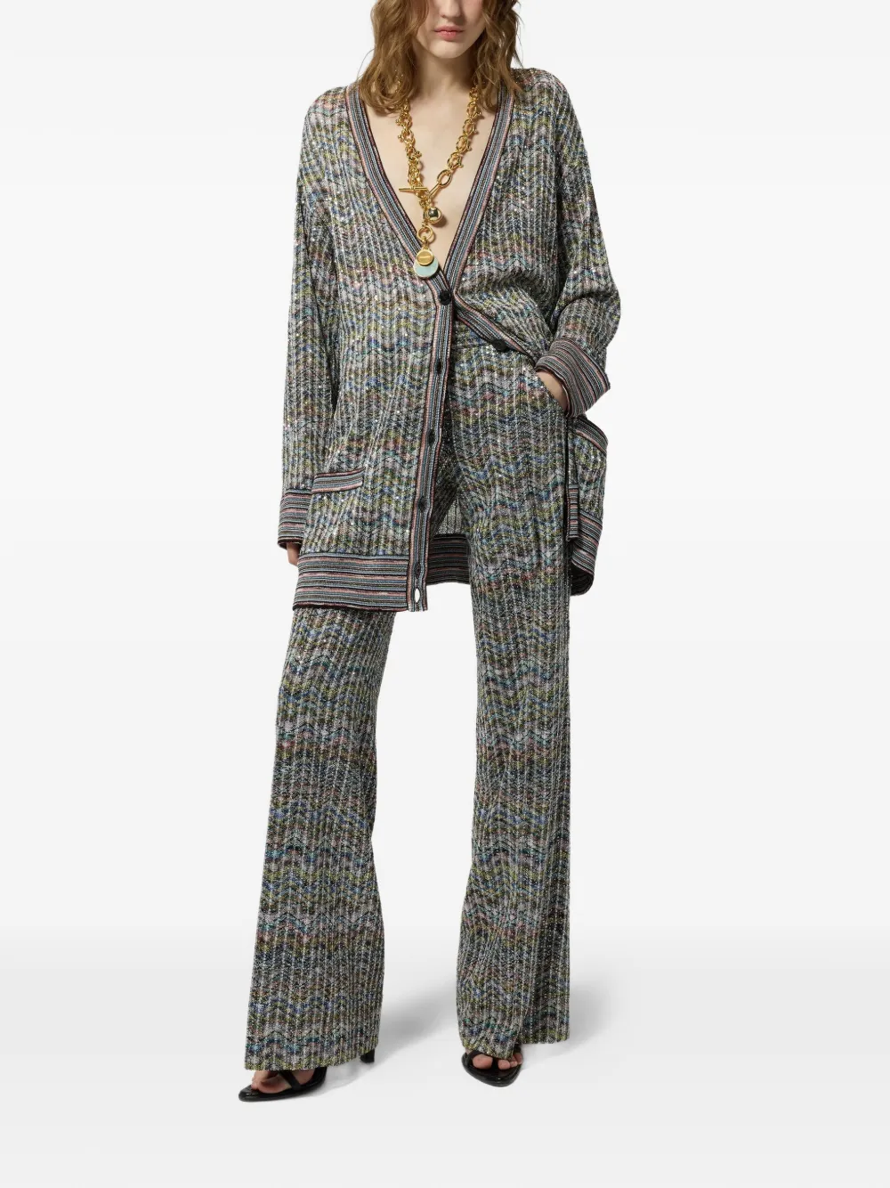 Missoni Broek verfraaid met pailletten en zigzag-patroon Groen