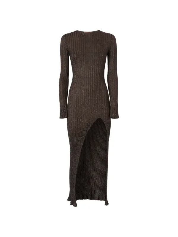 ribbed metallic dress Zem Metallic Rib Knit Dress  Retrofete