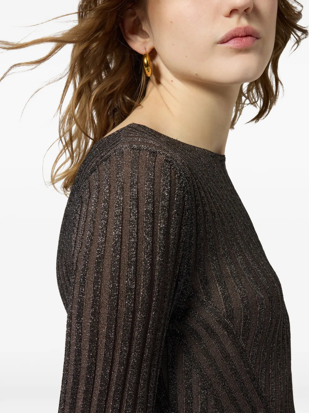 Missoni Ribgebreide jurk met metallic-effect Bruin