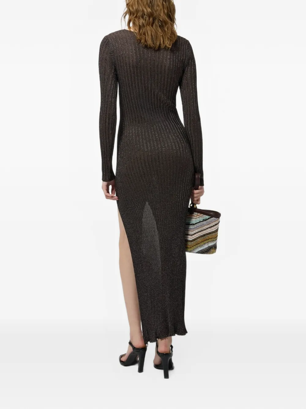 Missoni Ribgebreide jurk met metallic-effect Bruin