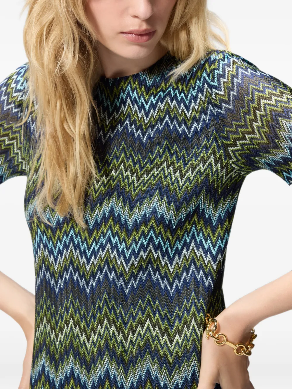 Missoni Viscose mini-jurk met korte mouwen Blauw