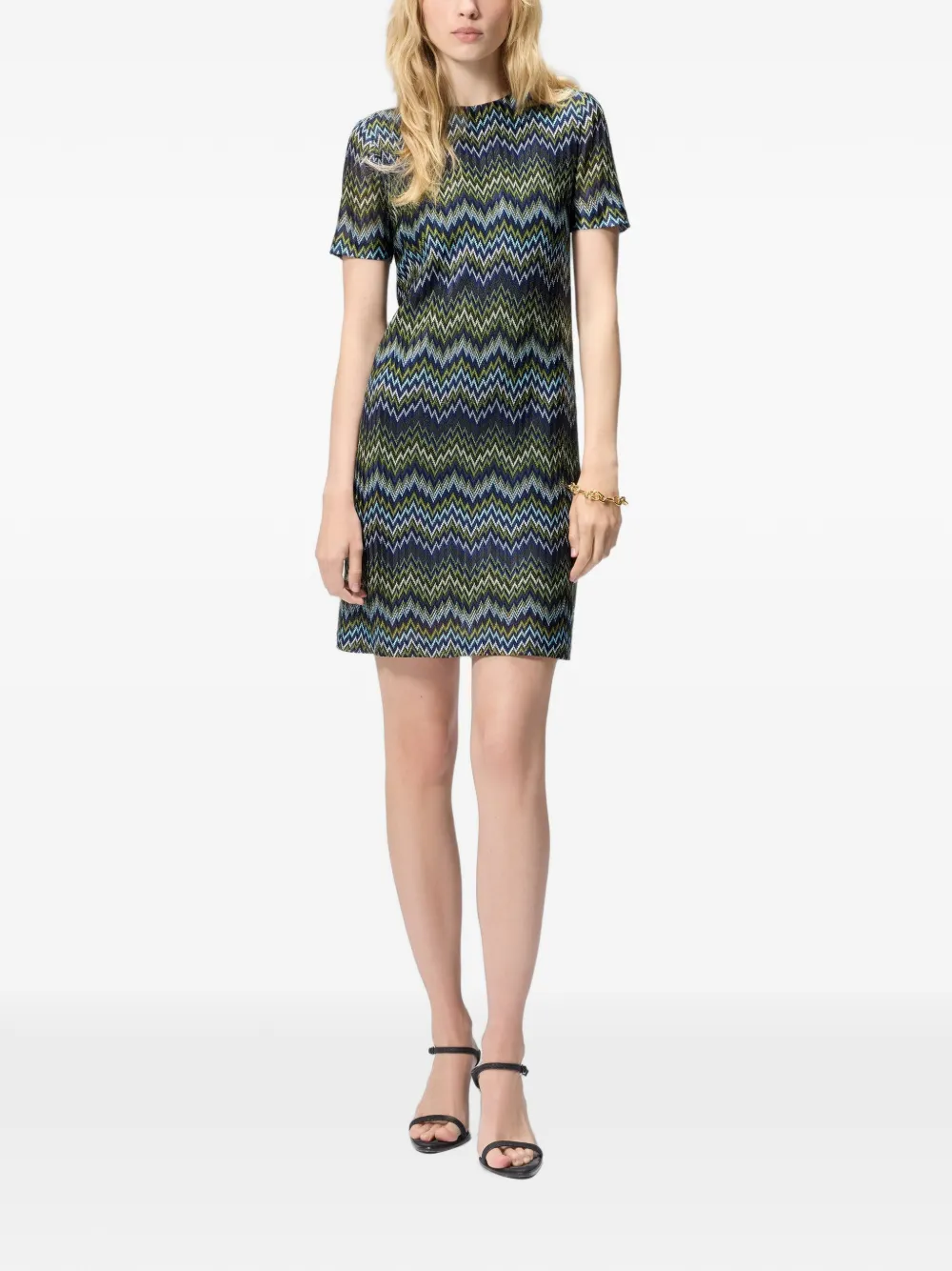 Missoni Viscose mini-jurk met korte mouwen Blauw