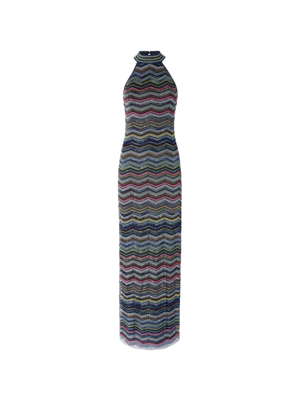 Missoni Jurk met halternek en zigzagpatroon Beige
